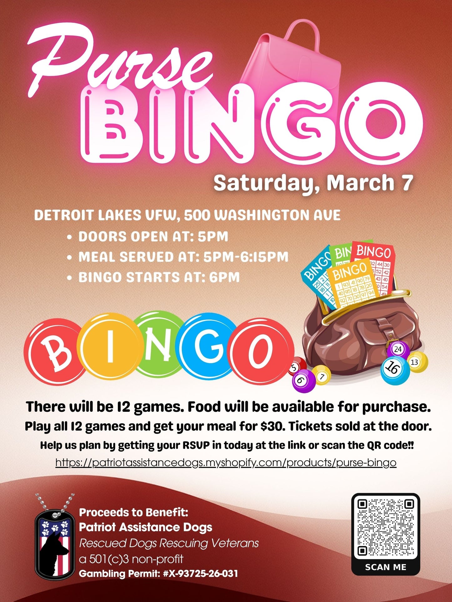 PURSE BINGO - Saturday, March 7th